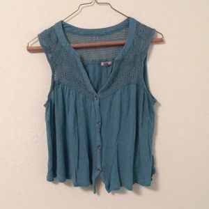 Eooté teal knit tank crop top